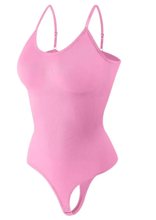 Seamless Body-shaping bodysuit with adjustable straps Thong button