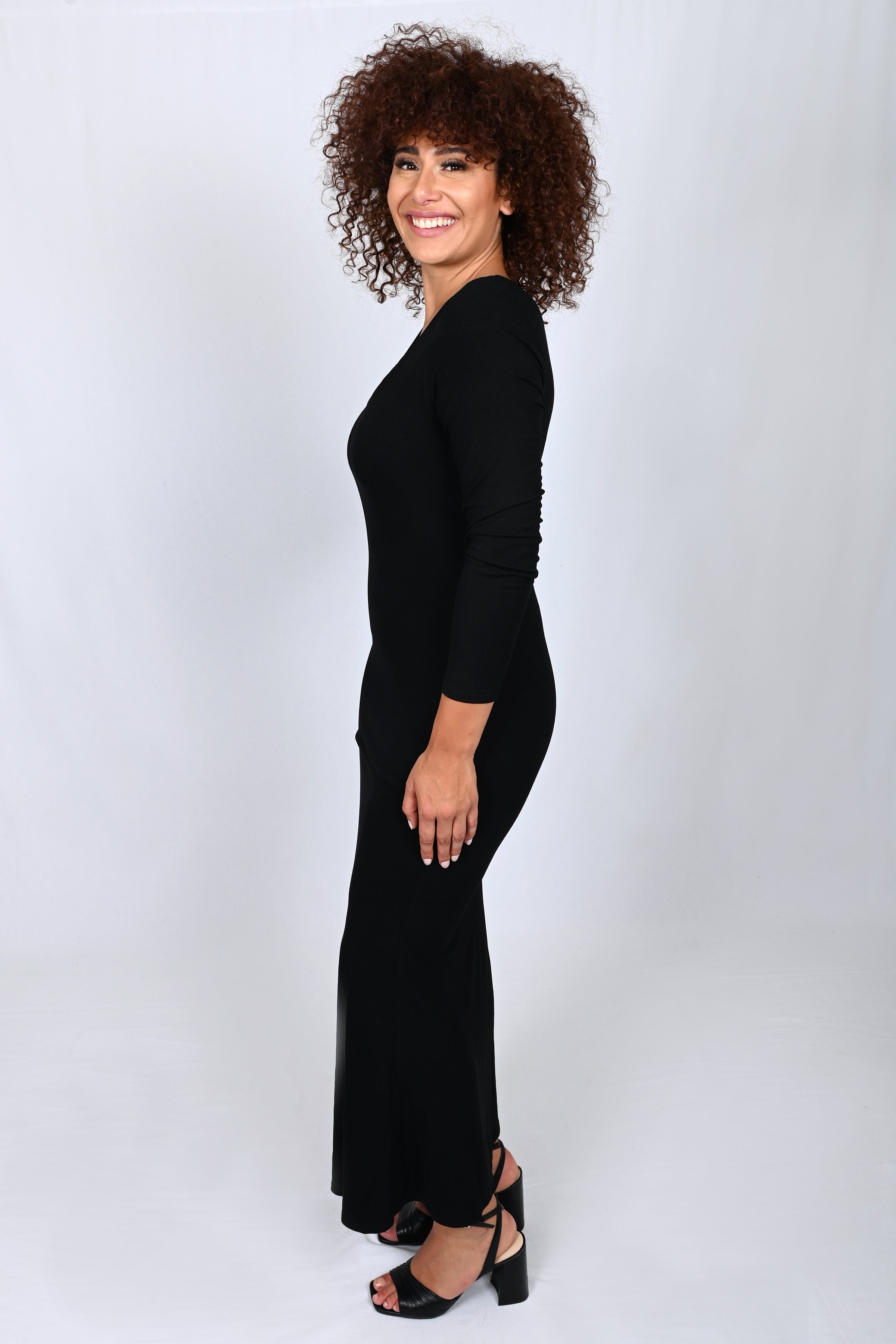 Body Shaping Long Sleeves Dress with built in shapewear - Black