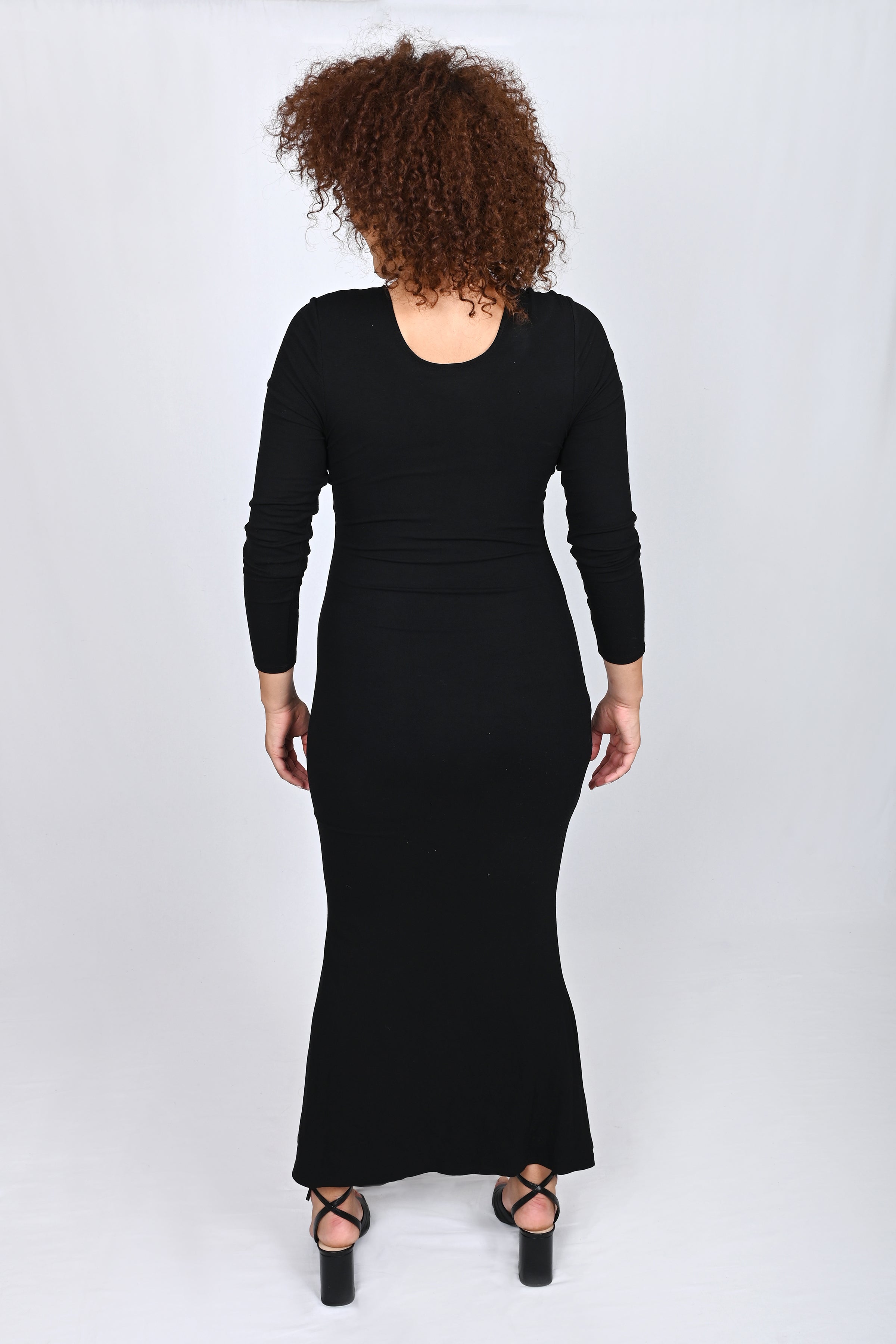 Body Shaping Long Sleeves Dress with built in shapewear - Black