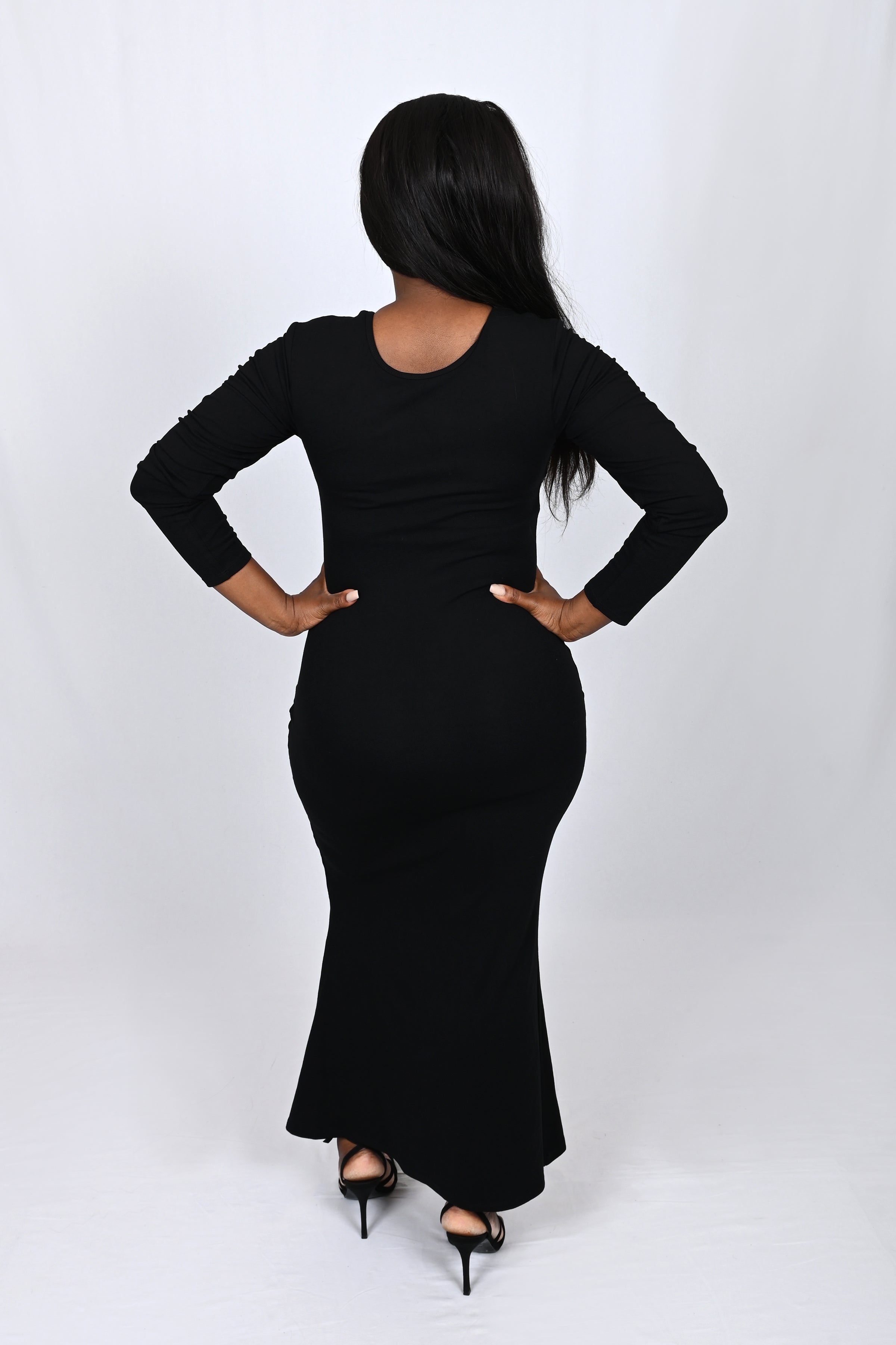 Body Shaping Long Sleeves Dress with built in shapewear - Black