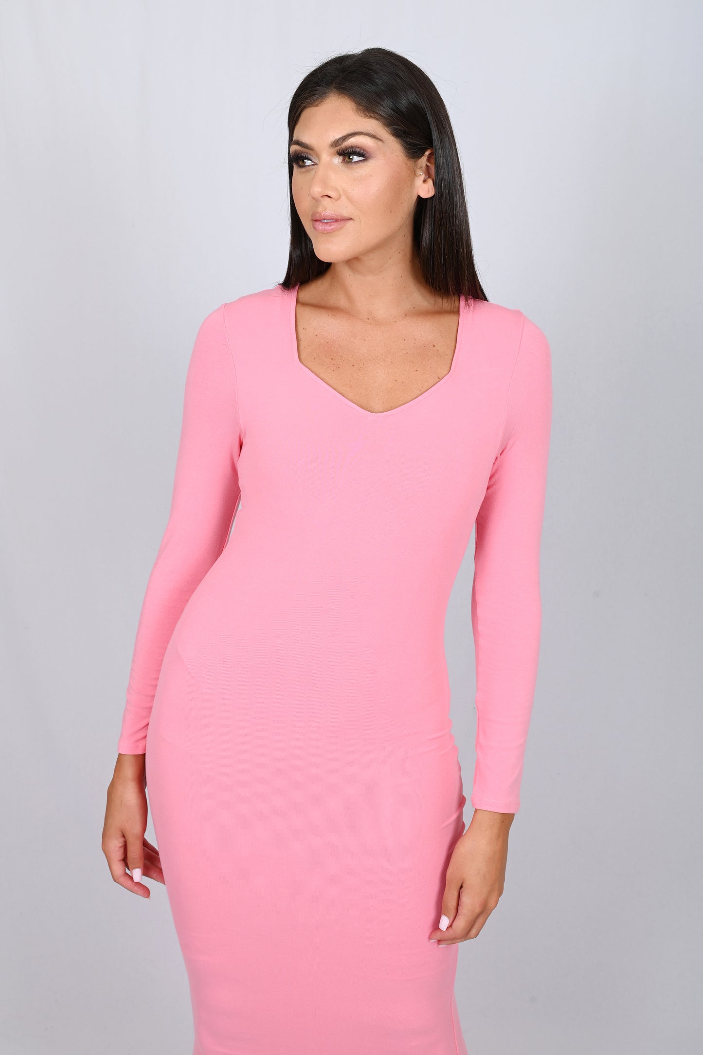 Body Shaping Long Sleeves Dress - Pink