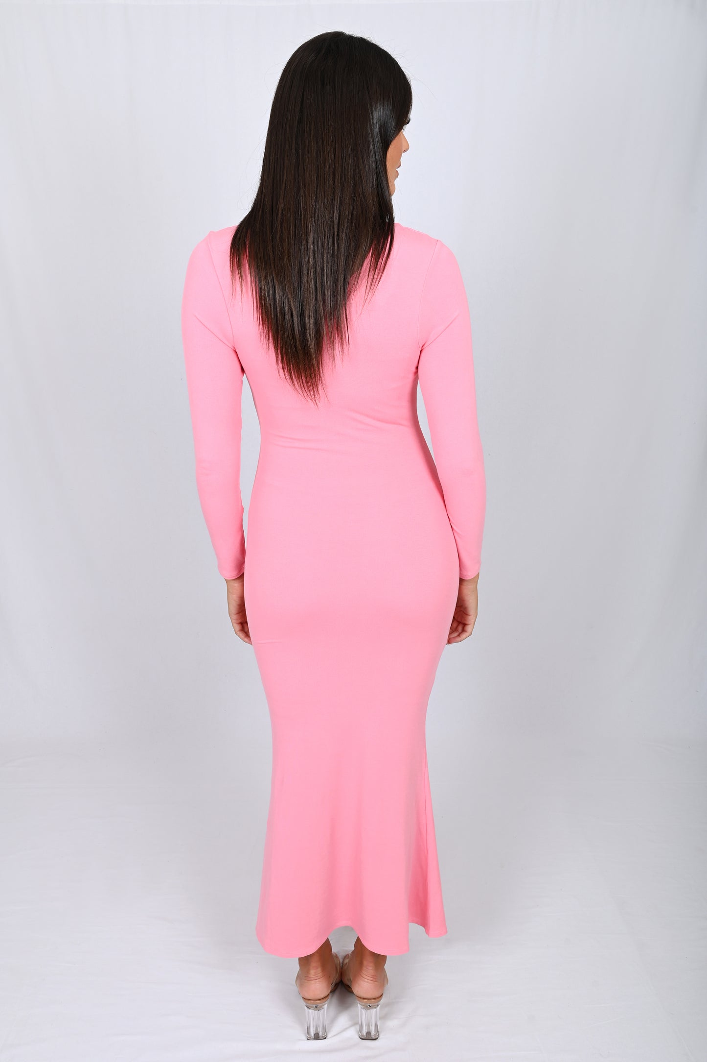 Body Shaping Long Sleeves Dress - Pink