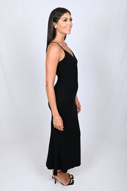 Compressive Adjustable Straps Maxi Dress with built in Shapewear - Black