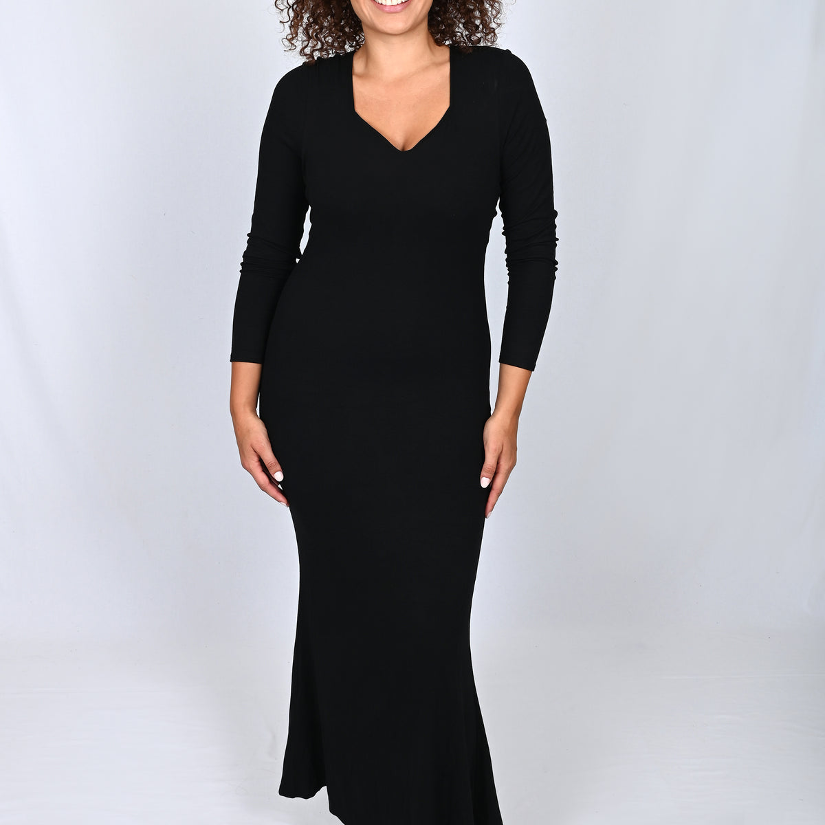 Body Shaping Long Sleeves Dress with built in shapewear - Black