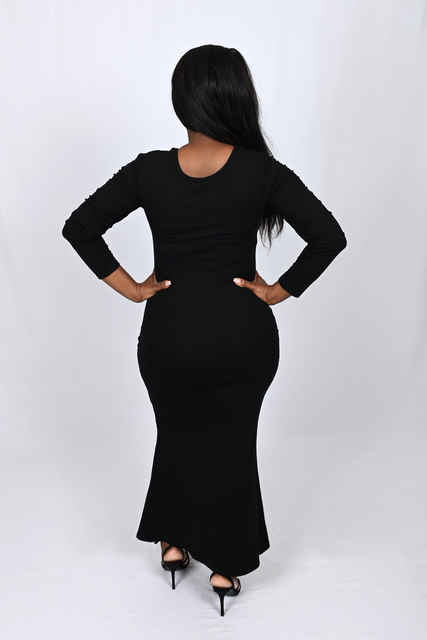 Body Shaping Long Sleeves Dress - Black