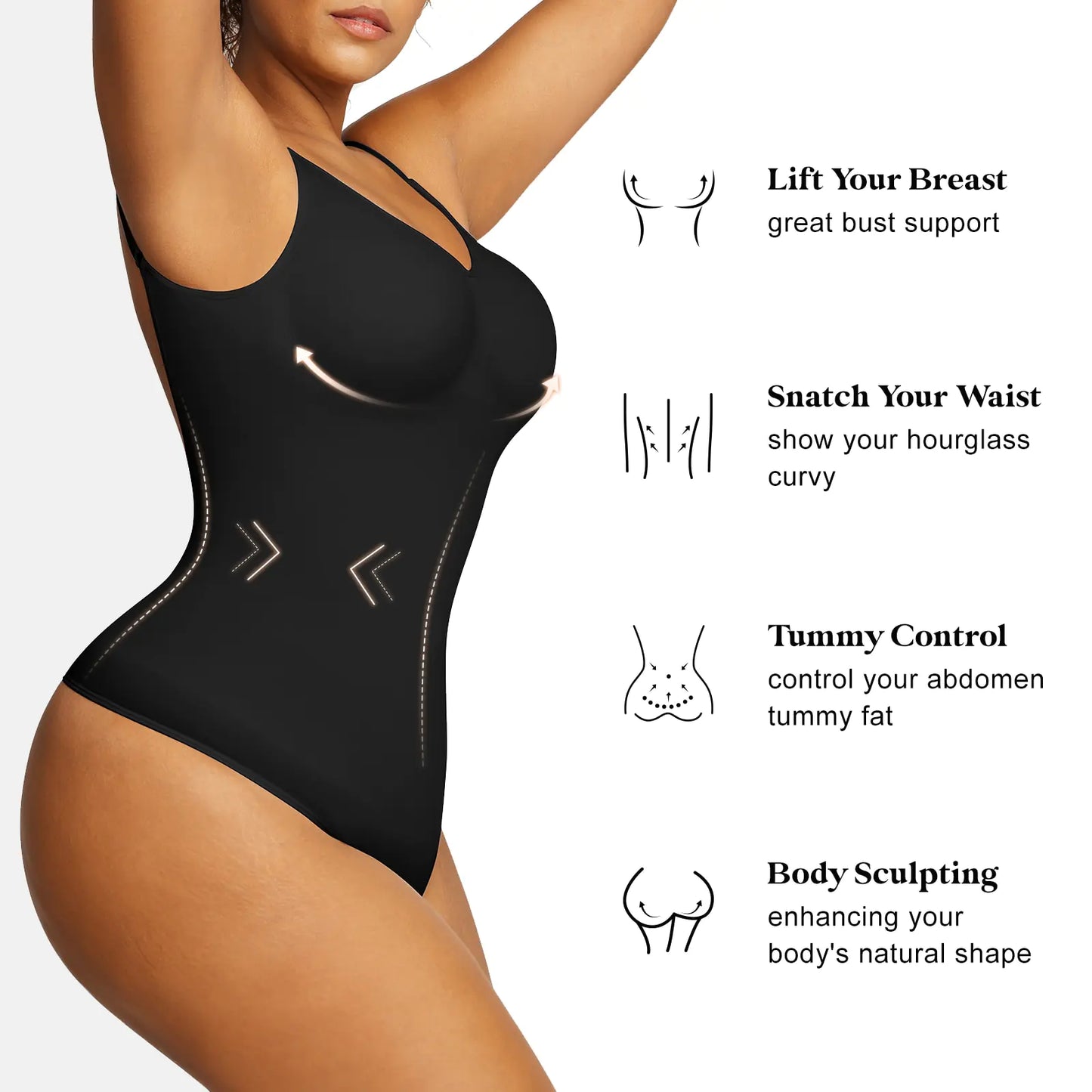 Low Back Seamless shaping bodysuit with thong button